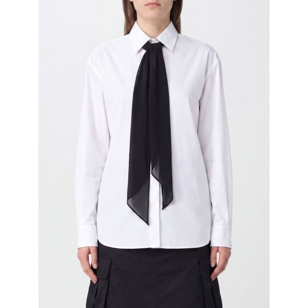 Sacai Women Pussy-Bow Cotton-Blend Shirt Sacai With Concealed Closure